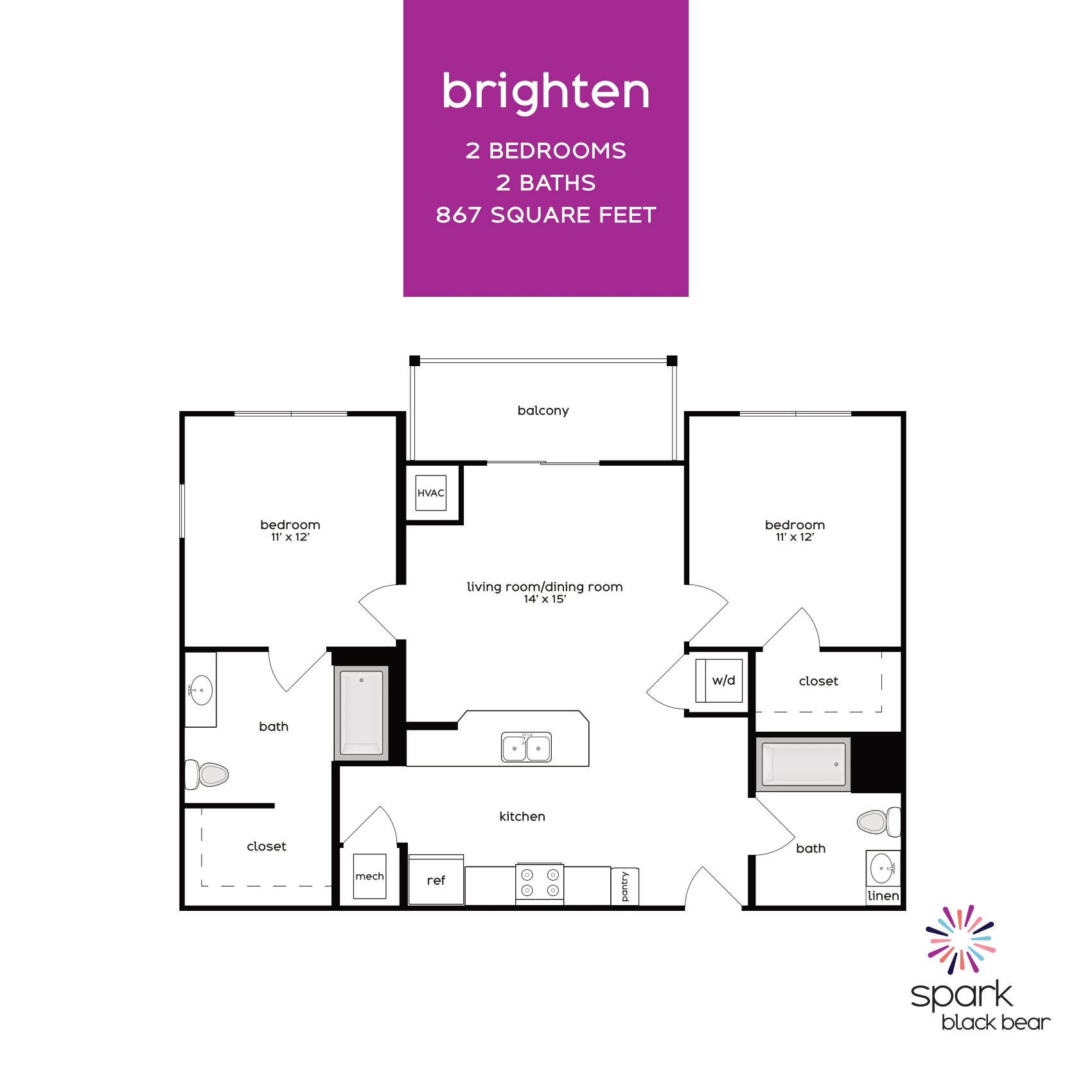 2-Bed Apartments for Fall '24 | Spark Black Bear Village Apartments